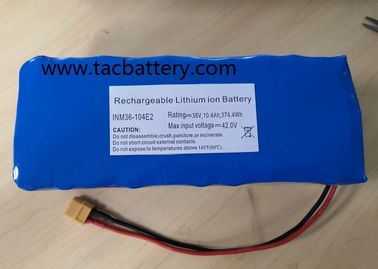 INR18650 Li-ion Battery Pack 36V 10AH dengan daya tinggi dishcarge saat ini Untuk EV