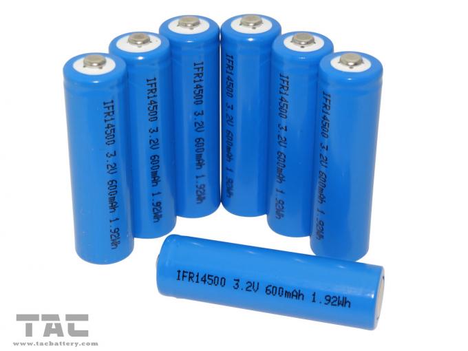 Baterai Solar Baterai IFR14500 / AA 3.2V 600mAh LiFePO4 Untuk cahaya matahari