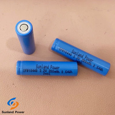 Baterai lithium isi ulang IFR10440 AAA 3.2V LiFePO4 200mAh Cell Flat Cap