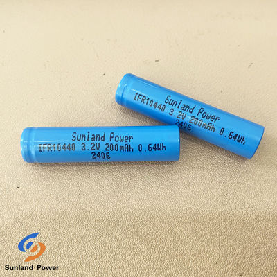 Baterai lithium isi ulang IFR10440 AAA 3.2V LiFePO4 200mAh Cell Flat Cap