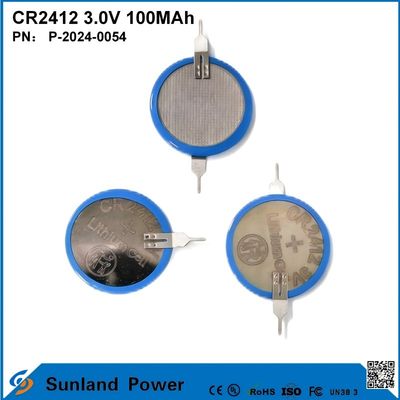CR2412 3.0V 100MAH Baterai Li-MnO2 Umur panjang