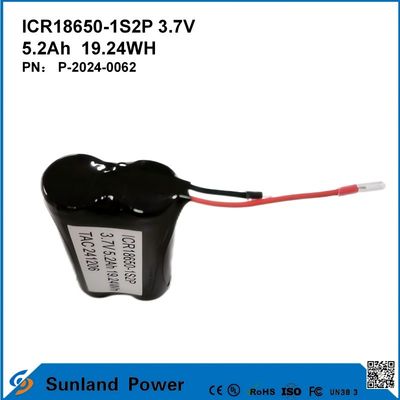 ICR18650-1S2P 3.7V 5.2AH 19.24WH Baterai isi ulang