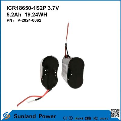 ICR18650-1S2P 3.7V 5.2AH 19.24WH Baterai isi ulang
