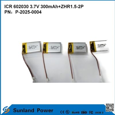 602030 3.7V 300mAh+ZHR1.5-2P Baterai Dari Desain Ultra-Tipis Kompatibilitas Fleksibel Untuk Berbagai Perangkat Cerdas Kecil Bluetooth Earphone Perangkat Wearable Dan Peralatan Medis Portable