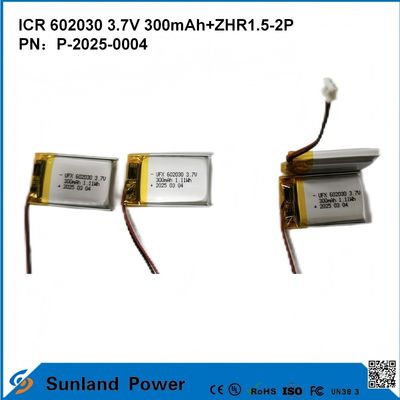 602030 3.7V 300mAh+ZHR1.5-2P Baterai Dari Desain Ultra-Tipis Kompatibilitas Fleksibel Untuk Berbagai Perangkat Cerdas Kecil Bluetooth Earphone Perangkat Wearable Dan Peralatan Medis Portable