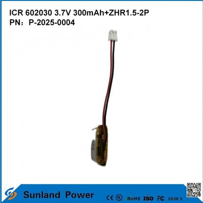602030 3.7V 300mAh+ZHR1.5-2P Baterai Dari Desain Ultra-Tipis Kompatibilitas Fleksibel Untuk Berbagai Perangkat Cerdas Kecil Bluetooth Earphone Perangkat Wearable Dan Peralatan Medis Portable