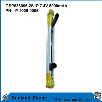 Baterai lithium-ion yang dapat diisi ulang GSP636096-2S1P 7.4V Dan 5000mAh Untuk Power Bank Perangkat Elektronik Luar Ruang Lampu senter Pencahayaan Peralatan Elektronik Kecil