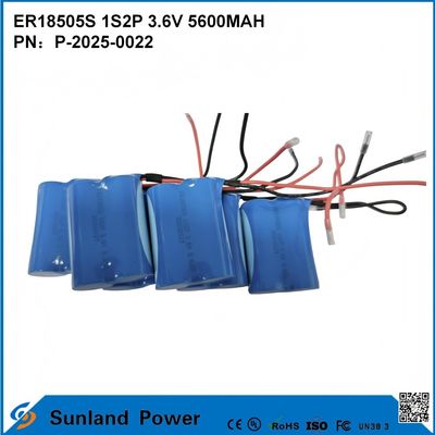 ER18505S 1S2P 3.6V 5600MAH Baterai tahan suhu tinggi, kapasitas tinggi