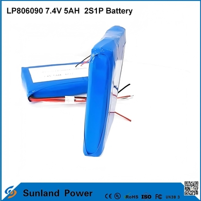 7.4V 5AH LP806090 2S1P Baterai Lithium Ion Polimer Dengan Fungsi I2C Dengan Fuel Gauge