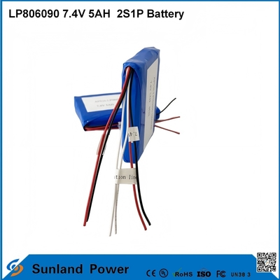 7.4V 5AH LP806090 2S1P Baterai Lithium Ion Polimer Dengan Fungsi I2C Dengan Fuel Gauge