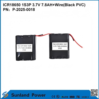 BATERAI ICR18650 1S3P 3.7V 7.8AH+KABEL (PVC HITAM)