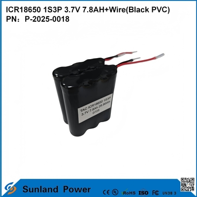 BATERAI ICR18650 1S3P 3.7V 7.8AH+KABEL (PVC HITAM)