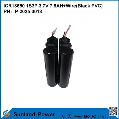 BATERAI ICR18650 1S3P 3.7V 7.8AH+KABEL (PVC HITAM)