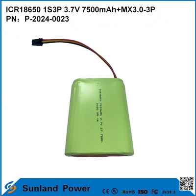 CR18650 1S3P 3.7V 7500mAh + MX3.0-3P-UL2054 baterai