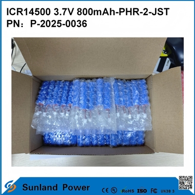 Baterai ICR14500 3.7V 800mAh-PHR-2-JST-Kabel 10mm