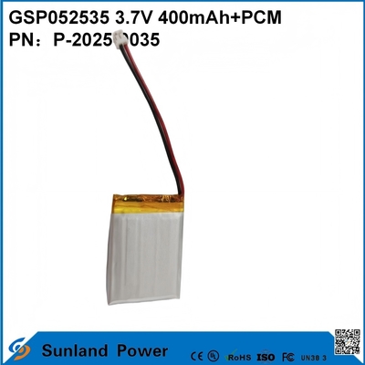 Baterai GSP052535 3.7V 400mAh+PCM Digunakan Dalam Radio Dua Arah Kompak, Perekam Suara, Pelacak GPS Mini, Pena Pintar, Dan Perangkat Serupa