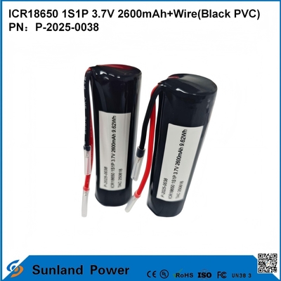 BATERAI ICR18650 1S1P 3.7V 2600mAh+Kabel (PVC Hitam)