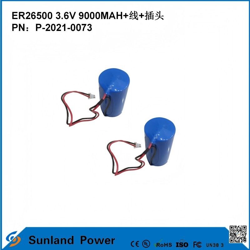 3.6V 9AH ER26500 Baterai utama Tegangan operasi tinggi dan stabil umur panjang yang kuat