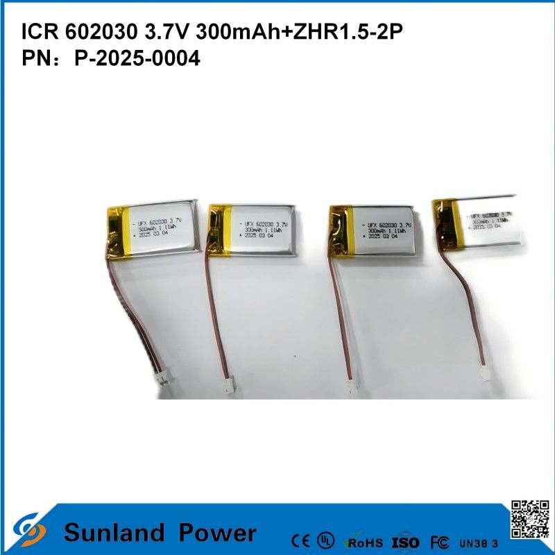 602030 3.7V 300mAh+ZHR1.5-2P Baterai Dari Desain Ultra-Tipis Kompatibilitas Fleksibel Untuk Berbagai Perangkat Cerdas Kecil Bluetooth Earphone Perangkat Wearable Dan Peralatan Medis Portable