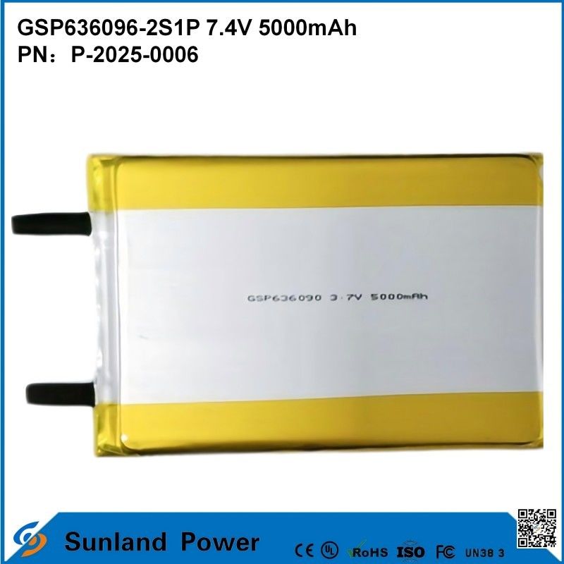 Baterai lithium-ion yang dapat diisi ulang GSP636096-2S1P 7.4V Dan 5000mAh Untuk Power Bank Perangkat Elektronik Luar Ruang Lampu senter Pencahayaan Peralatan Elektronik Kecil