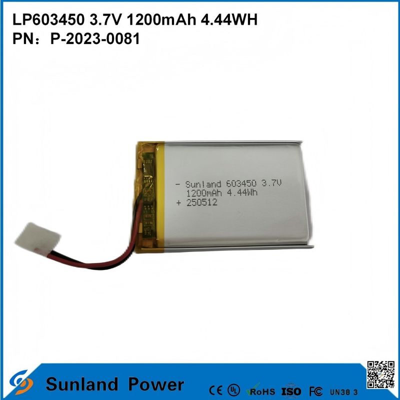 GP603450 Sel untuk Elektronik Konsumen dan Aplikasi Medis 1200mAh 3.7V UL & UN38.3 Disertifikasi Dalam Stok dan Dapat Dikustomisasi