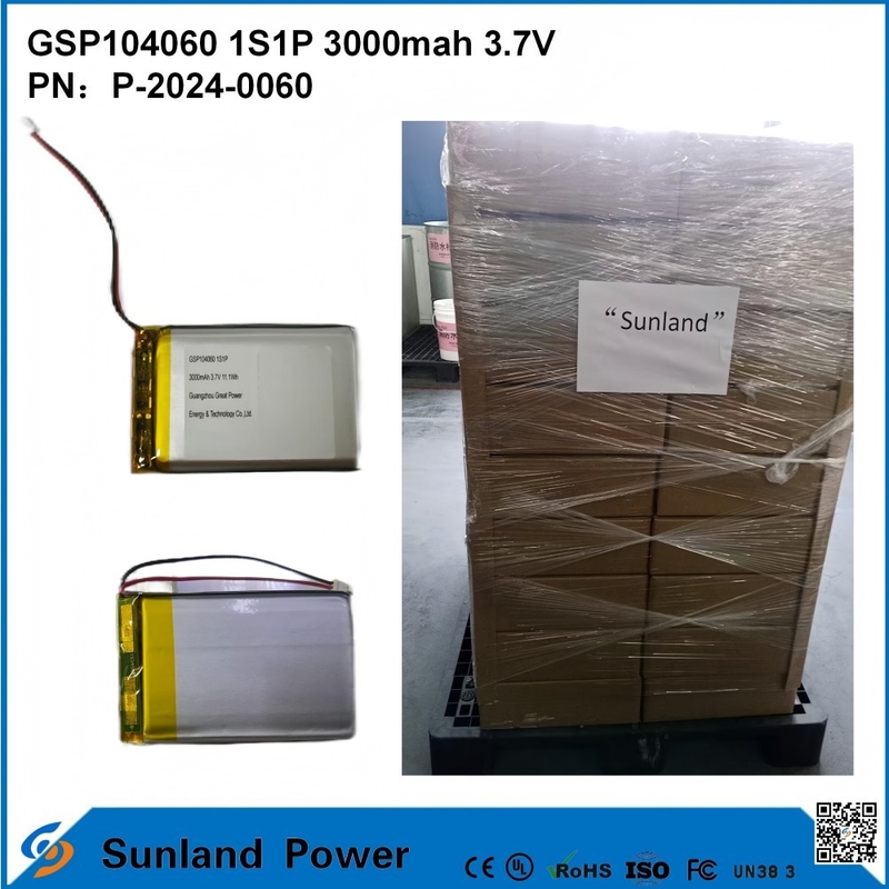 Baterai Lithium Polymer GSP104060 Banyak Digunakan di Power Bank, Earphone Bluetooth, dan Speaker Bluetooth dengan Siklus Hidup 500–2500 Pengisian/Pengosongan