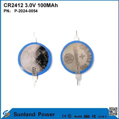 CR2412 3.0V 100MAH Baterai Li-MnO2 Umur panjang