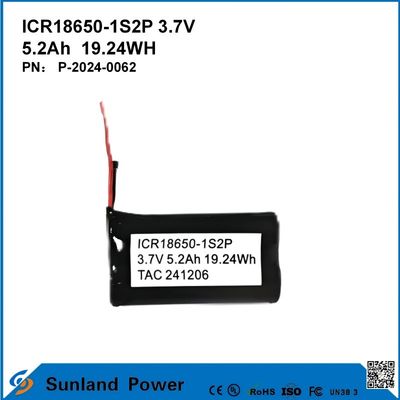 ICR18650-1S2P 3.7V 5.2AH 19.24WH Baterai isi ulang