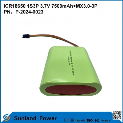 CR18650 1S3P 3.7V 7500mAh + MX3.0-3P-UL2054 baterai