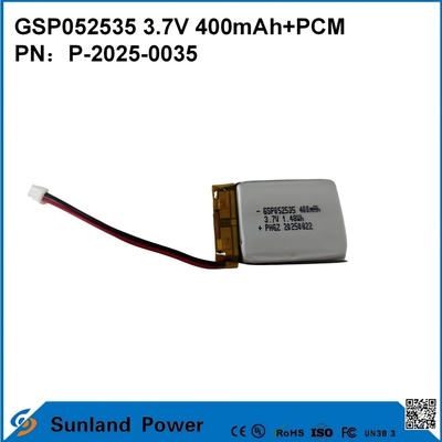 Baterai GSP052535 3.7V 400mAh+PCM Digunakan Dalam Radio Dua Arah Kompak, Perekam Suara, Pelacak GPS Mini, Pena Pintar, Dan Perangkat Serupa
