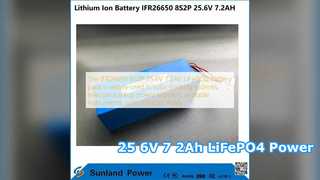 Daya Baterai LiFePO4 IFR26650 8S2P 25.6V 7.2Ah
